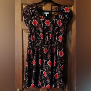 Silence + Noise Black and Red Geometric Mini Dress